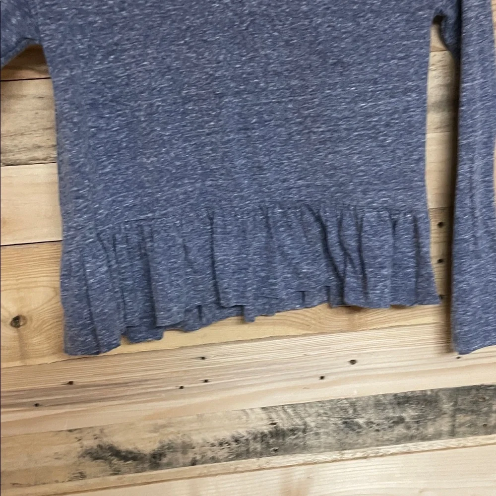 Justice size 12 Heathered Blue Lace Up Soft Long Sleeve Top with Ruffle Detail